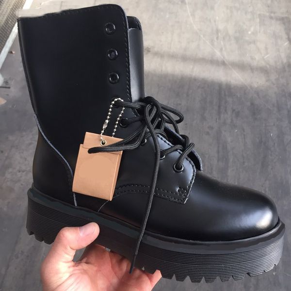 

women ankle booties designer black 5cm platform 8 holes martin boots with side zipper large size 35-41