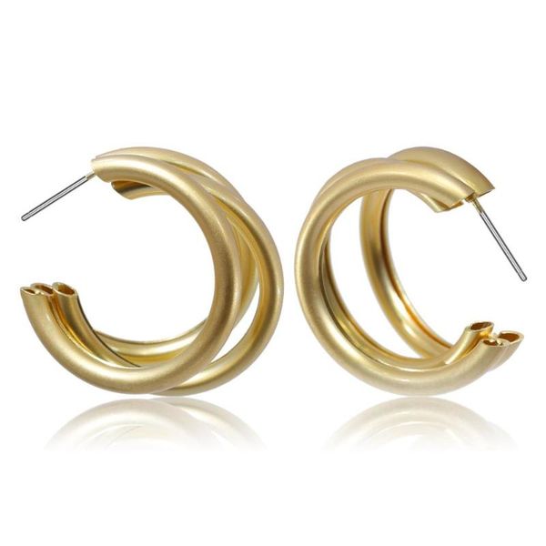 

korean fashion women's earrings exaggeration geometry c shape hollow out charm hip hop punk simple vintage earrings, Golden;silver