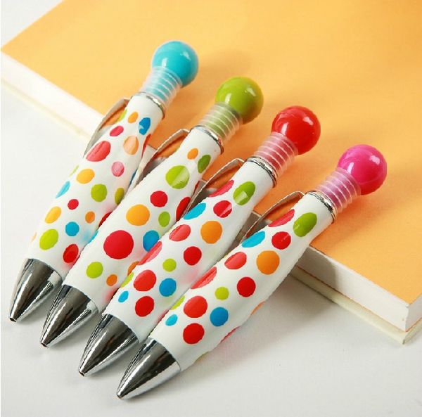 

48pcs/lot polka dot print candy color cute creative stationery bowling ballpoint pens short thick fat party promotion gift, Blue;orange