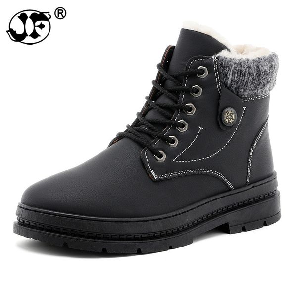 

2019 winter fur warm male boots for men casual shoes work quality walking rubber brand safety footwear sneakers fgb78, Black