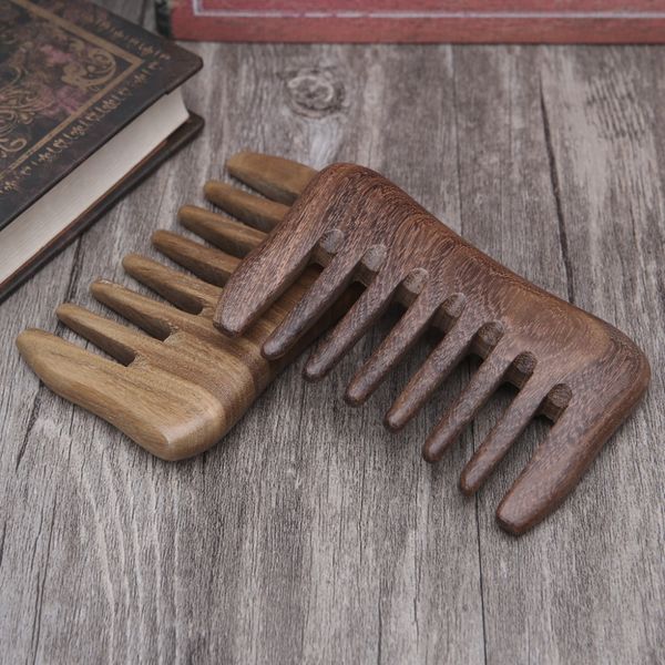 

kemei natural sandalwood comb wooden wide tooth hair comb detangler waist 8.5x5cm, Silver