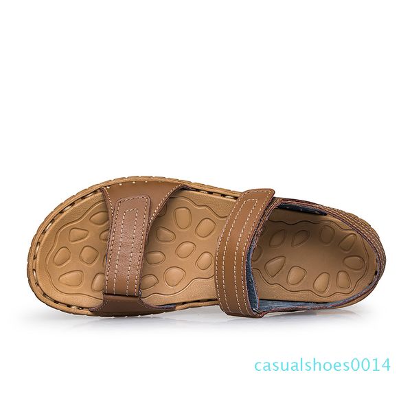 

men shoes genuine leather beach sandals men summer roman sandals leather breathable wear-resistant designer c14, Black