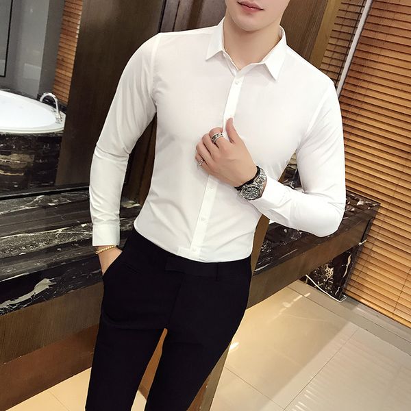 

men's long sleeve shirt england slim long sleeve shirt gentleman tough guy casual material comfortable breathable, White;black