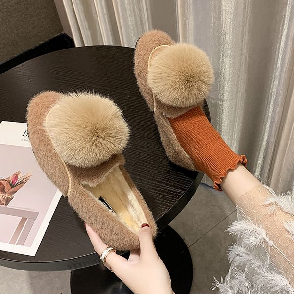 

moccasin shoes autumn casual female sneakers slip-on shose women loafers fur 2019 fashion women's all-match round toe moccasins, Black