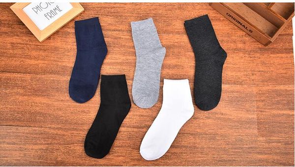 

men's tube socks solid color sports socks casual cotton long tube men's, Black