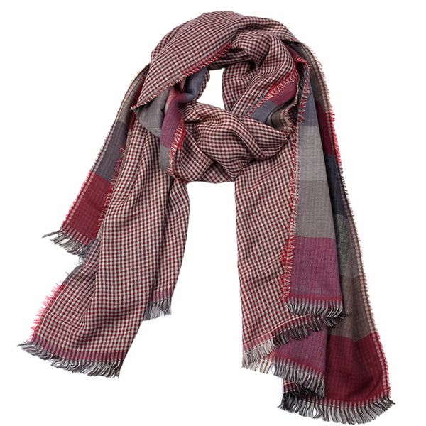

2019 warm long soft men scarf cotton tassel double fine stripe plaid scarves men winter new fashion striped scarves for, Blue;gray