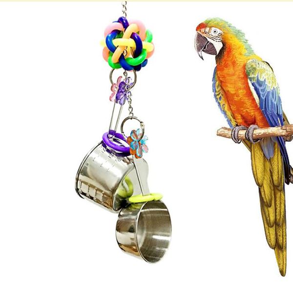 

parrot bird toy soup pot skewer stainless steel pot sounding toy creative funny small pet favorite pets gift
