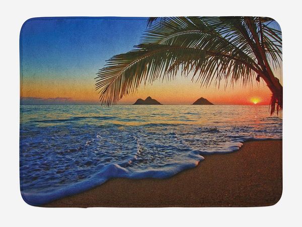 

hawaiian doormat pacific sunrise at lanikai beach hawaii colorful sky wavy ocean surface scene home decor door floor mat rugs