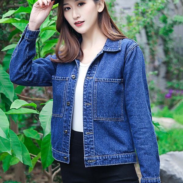 

jeans jacket women long sleeve denim jackets fashion casual plus size women coats and jackets solid slim jaqueta feminina, Black;brown