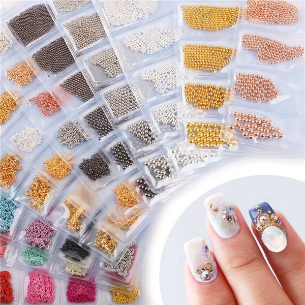 

6 sizes (1 bag) nail art studs 5colors /stainless steel mini steel ball caviar bead diy 3d nail art decoration 0.8-3.0 mm beads, Silver;gold