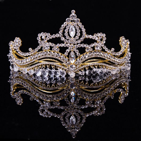 

crystal tiara and crowns fashion silver woman hair jewelry wedding crown hairwear bride accessories head chain, Golden;white