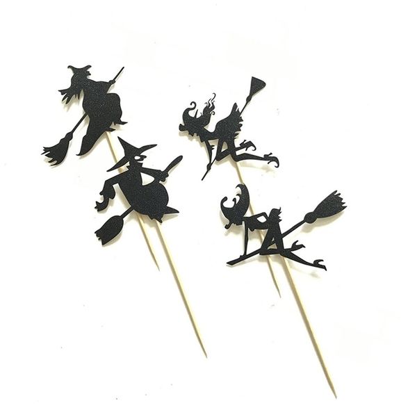 

4pcs halloween witch cake ers halloween cupcakes flags christmas decorations