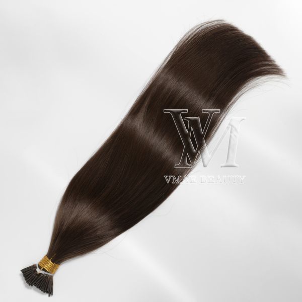 

vmae 1g strand 100g pre bonded #4 dark brown indian straight keratin single double drawn i tip remy virgin human hair extensions, Black