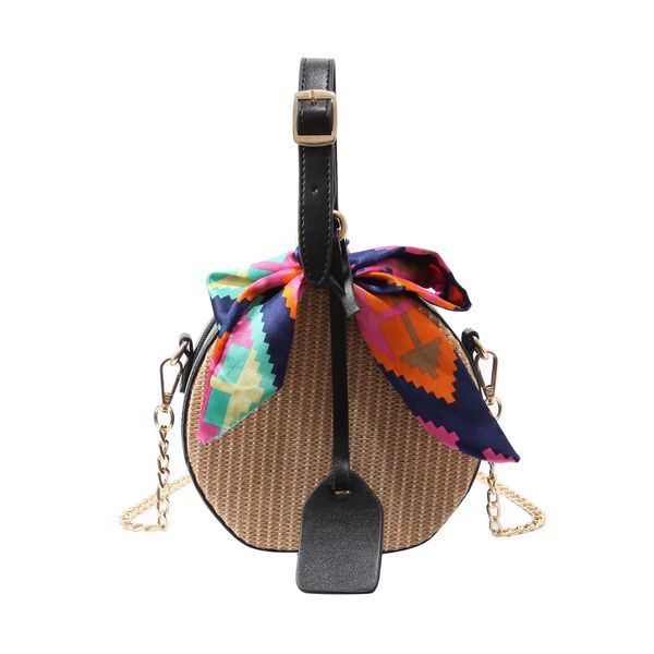 

new women's fashion color ribbon straw bag saddle bag shoulder messenger for women#t2