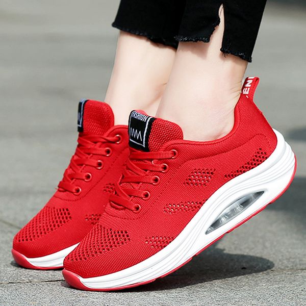

sport shoes women 2019 summer platform sneakers fitness shoes anti-skid hollow out breathable running wedge lace up