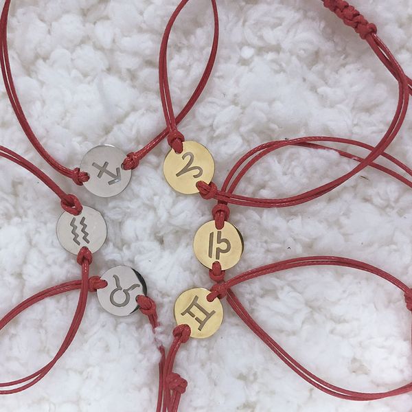 

stainless steel constellations charm men braided lovers couple bracelet charms female male femme bracelets for women accessories, Golden;silver