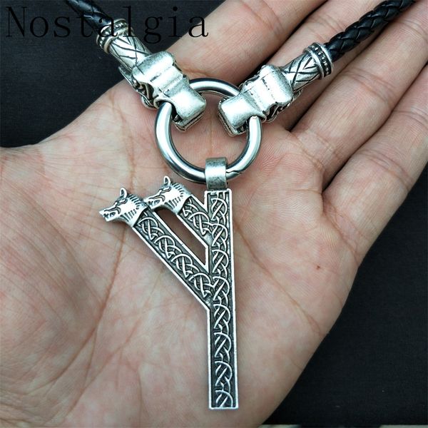 

dragon chain norse vikings pendant necklace valknut teen wolf rune pendant knot viking amulet necklace nordic talisman, Silver