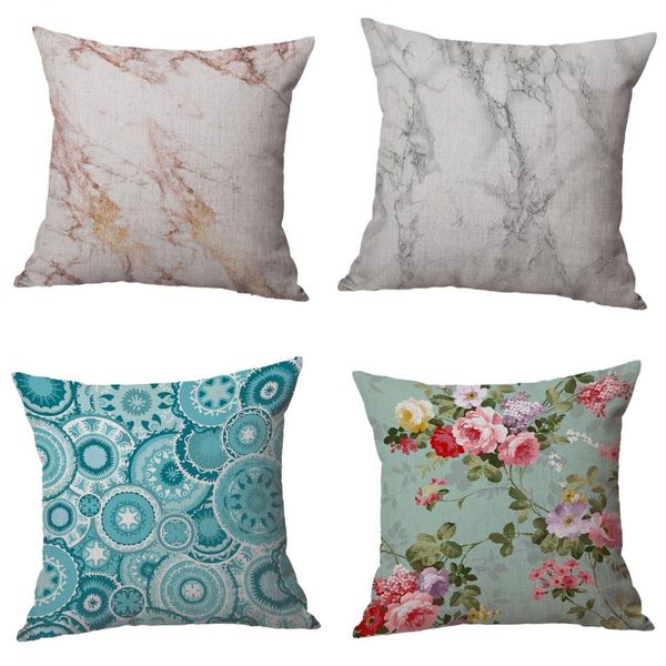

4pcs digital printed silver marbling & floral cushion cover case sofa bed car
