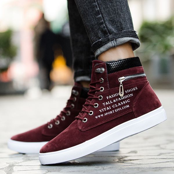 

2019 men shoes fashion men high shoes autumn lace-up leather ankle boots men casual shoes sneakers, Black