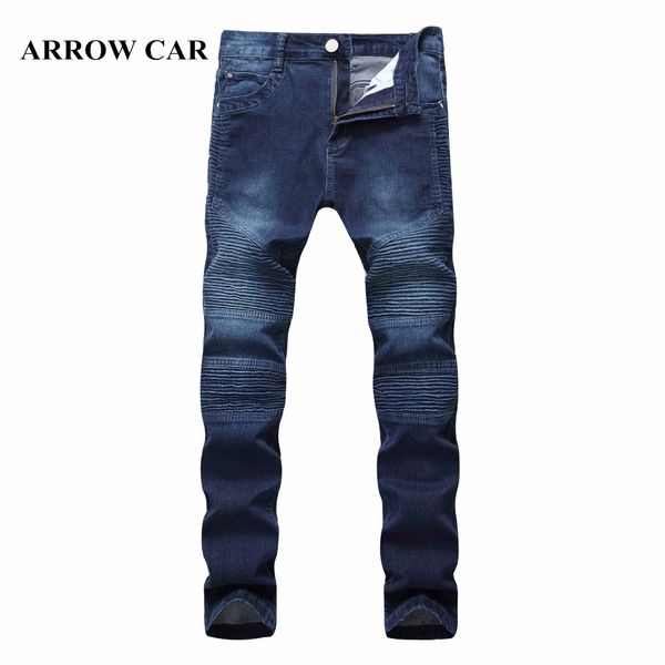

arrow car men jeans runway slim racer biker denim pants fashion hiphop skinny jeans for men long trousens c, Blue