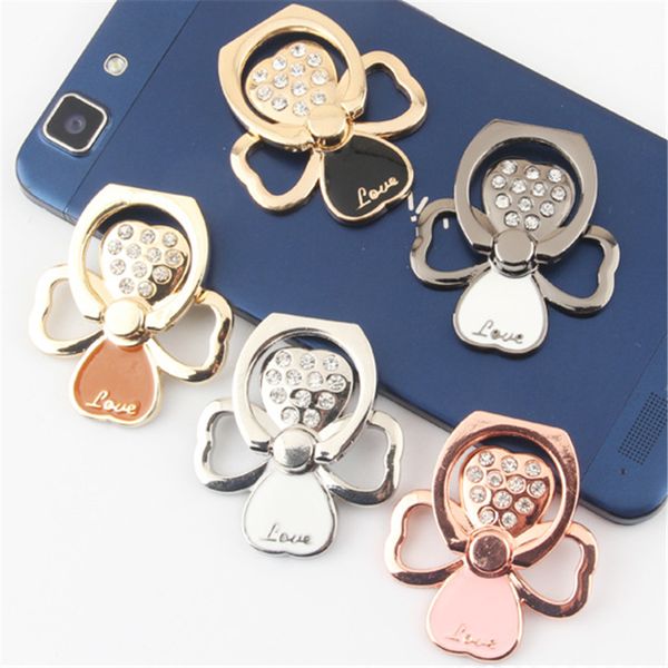 

leaf mobile phone stand holder metal for all phone finger ring mobile smart phone holder stand diamond