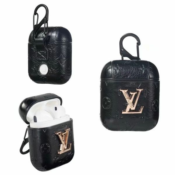 

Fashion Brand Paris Show AirPods Case Leather Protective Cover Hook Clasp Keychain Anti Lost Earphone Case For Apple Airpods