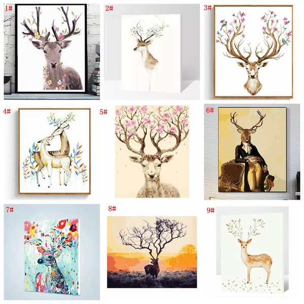 

diy oil painting decorated animal picture art paint hand painted deer oil painting for sofa wall decor no frame 16*20inch vt1495-1