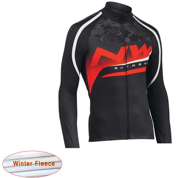 

nw men's winter cycling jersey 2020 long sleeve thermal fleece cycling clothing racing bicycle clothes maillot ropa ciclismo c28, Black