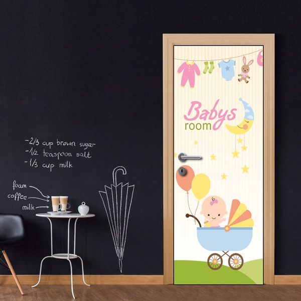 Diy Door Sticker Baby Room Door Decals Decorations For Bedroom Living Room Wallpapers Decal Home Accessories Decal Walls Decal Your Wall From