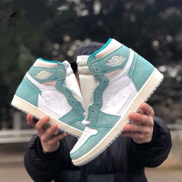 

travis scott air 1 turbo green basketball shoes retro high og men sports shoes sneakers trainers, Black