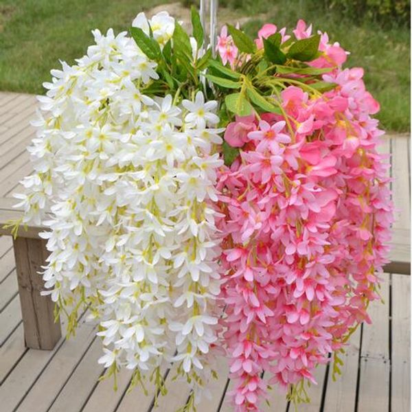 16 Farben Großhandel Pflanzen Glyzinien Hängen Seidenblumen Künstliche Rebe Blume Hochzeit Home Decor Flores Artificiales para decoracion hogar