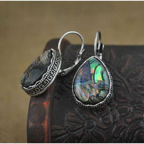 

e1623 classic water drop earrings palace carved colored shell earrings earrings, Golden