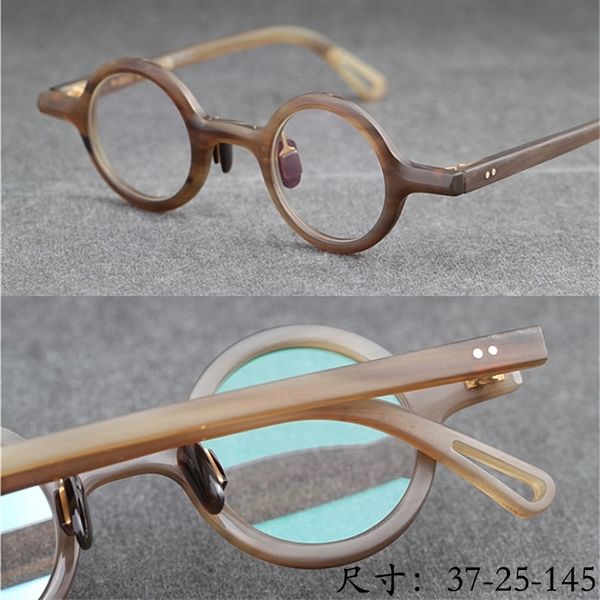 

vintage nature buffalo horn eyeglass frame unique design classical small round eyewear women men original box case ng, Silver