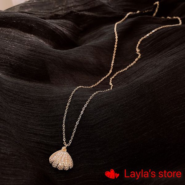 

south korea female korean fashion accessories contracted gas quality imitation pearl shell shape pendant necklace, Silver