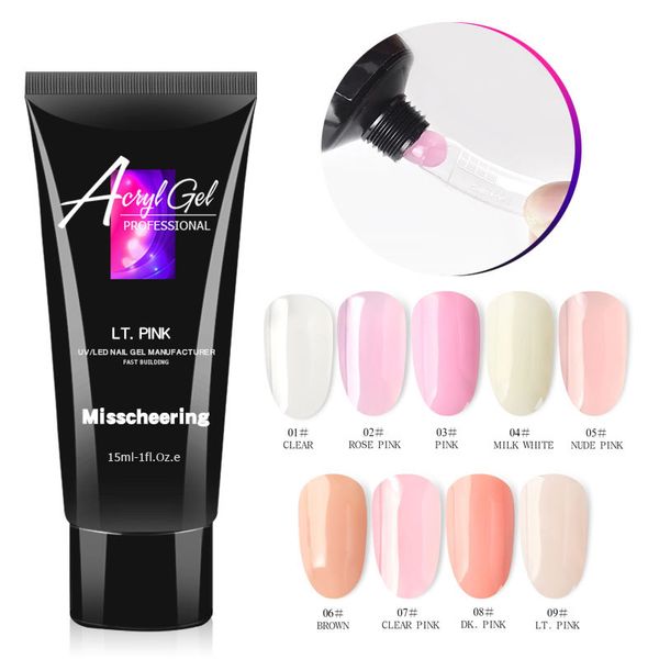 

15ml crystal extend uv nail gel extension builder led polygel nail art gel lacquer jelly acrylic builder uv nail poly gel, Red;pink