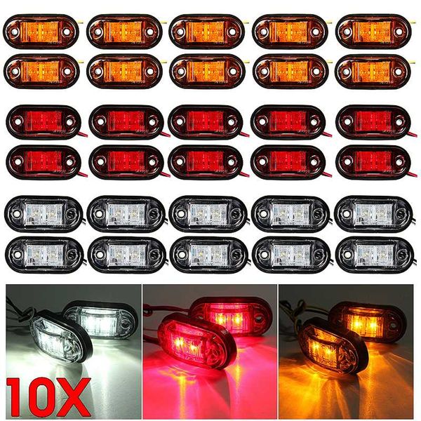 

10pcs 12v 24v led car truck side marker lights lamp signal light indicator e-mark for car truck trailer