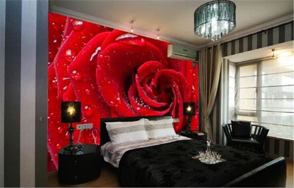 Baixo Preço Para O Papel De Parede Espaço Moda Moderna Simples Gotas Rosas Vermelhas Decoração Papel De Parede Mural Papel De Parede Por Atacado Online