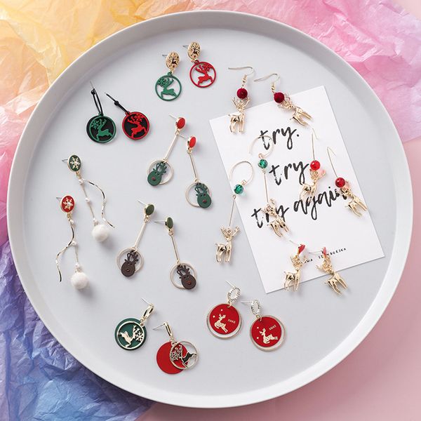 

mengjiqiao new fashion christmas snow ball drop earrings women cute winter reindeer pendientes jewelry gifts, Silver