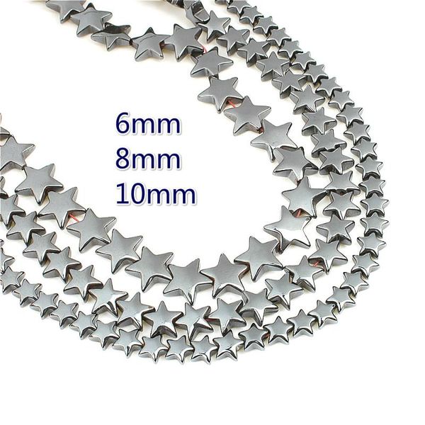 

natural stone hematite pentagram loose beads 6-8-10mm black pentagram beads used to make jewelry diy bracelets necklaces 15 inch