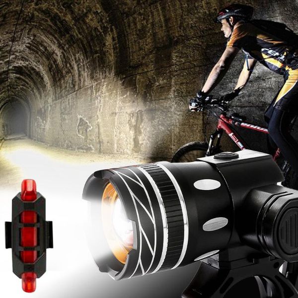 

2pcs велосипед огни usb внимание аккумуляторные велосипед светодиодные фонари передние фары + задний taillight велосипедов