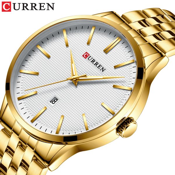 

curren brand high-end business style men's watch, high-end fashion texture steel watch, men's waterproof quartz watch, Slivery;brown
