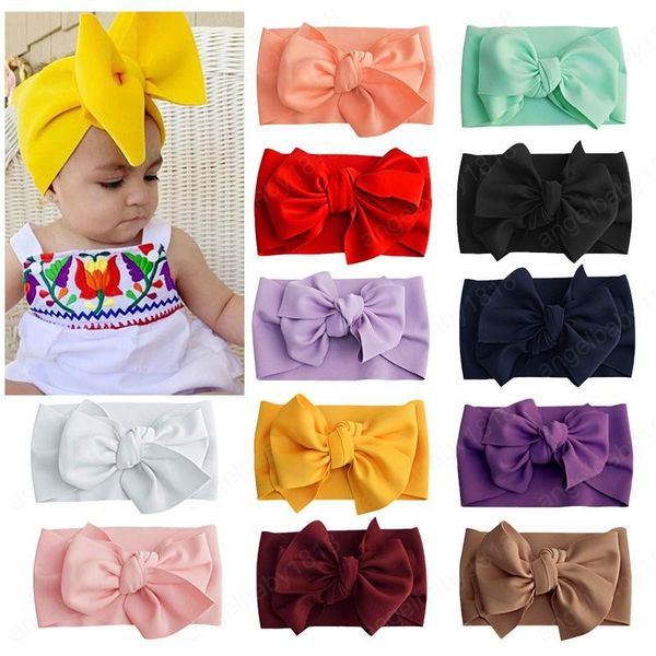 

2020 new baby girls big bow headbands infant solid hair band cotton kids hair accessories 12 colors, Slivery;white