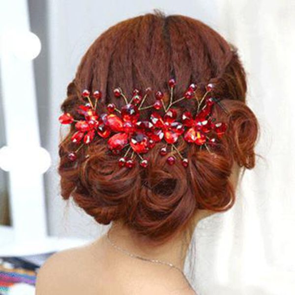 

exquisite red crystal & pearl bridal headdress6