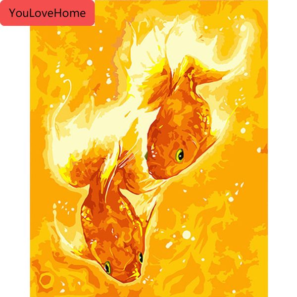 

oil painting by numbers animals handpainted diy picture by number fish art kits drawing canvas gift home decoration diy picture