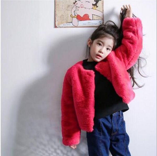 

autumn winter 2019 faux fur girls outwears children thick warm jacket casaco infantil menina kids long sleeve windbreaker s599, Blue;gray