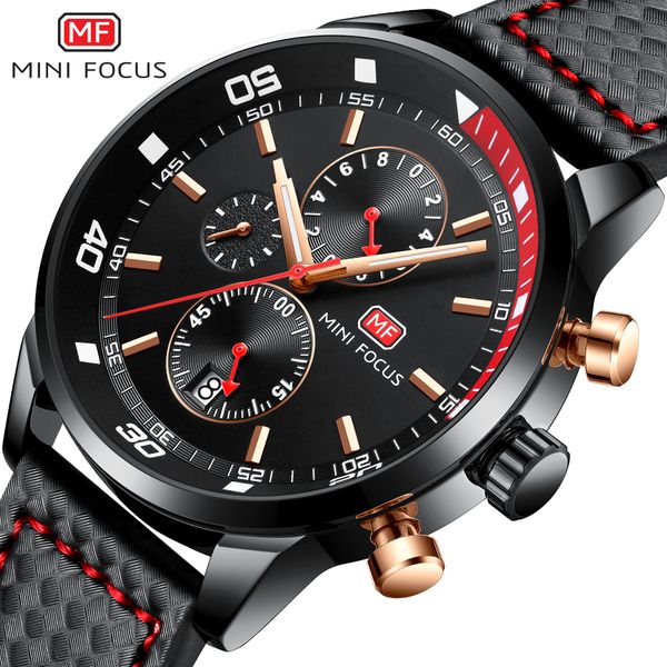 

mini focus qusrtz wrist watches men watch 2019 male leather waterproof sport clock relogio masculino, Slivery;brown