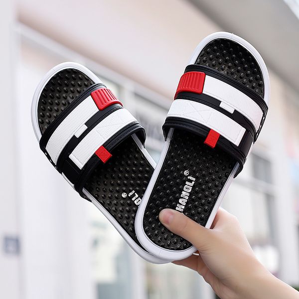 

men's shoes soft massage slippers men plus size 36-44 fashion summer men flip flops outdoor beach sandal for multiple colour, Black