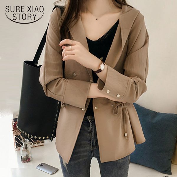 

fashion women trench 2019 female plus size 3xl 4xl hooded windbreaker women long sleeve cardigan trench shirts 1729 50, Tan;black
