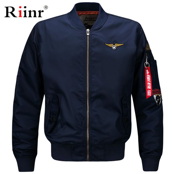 

riinr quality bomber solid casual jacket men spring autumn outerwear mandarin sportswear mens jackets for male coats m-6xl, Black;brown