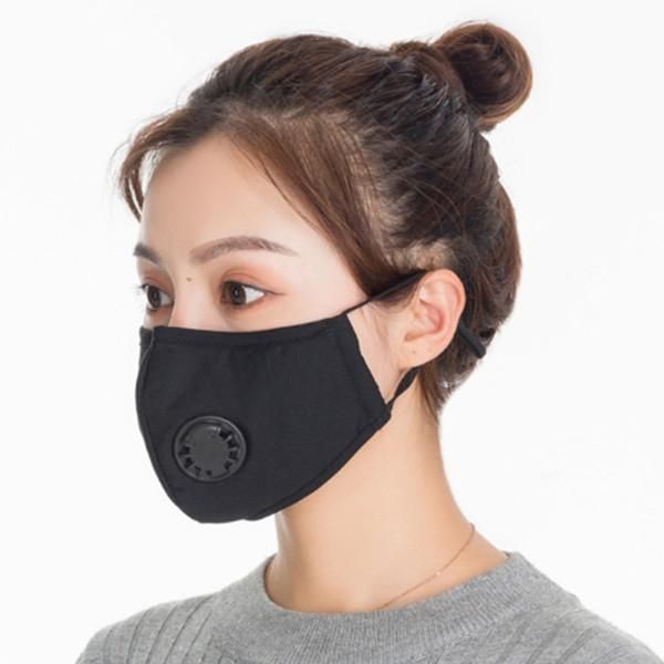 

Anti-smog dust mask black men and women breathing valve mask washable replacement filter mask spot wholesale In stock